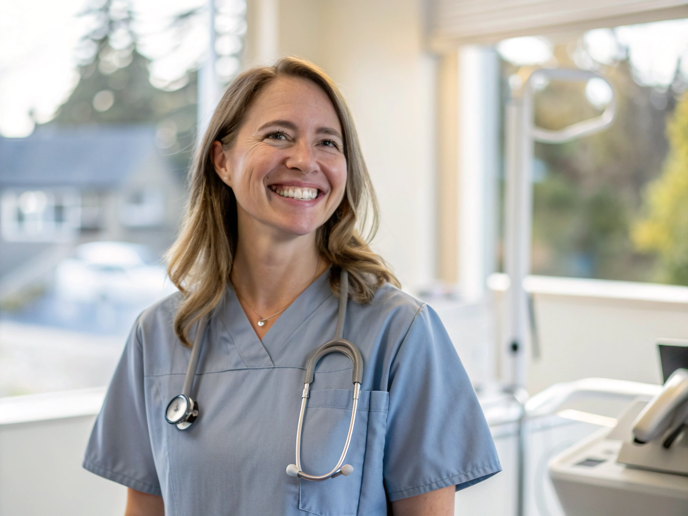 Dr. Emily Smith smiling in modern clinic attire