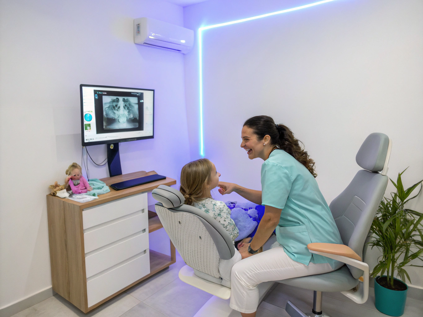 Dr. Olivia Chen welcoming patients in the clinic