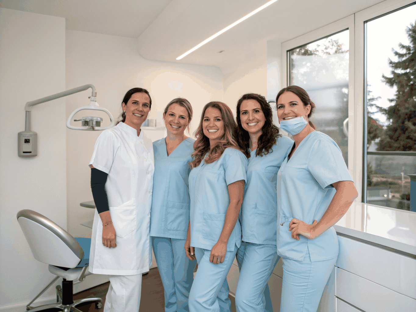 ENAMEL dental team consulting with a patient in a light-filled modern treatment room